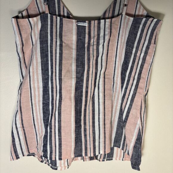 Eclectic Button Front Linen Blend Tank Women's 38 Pink Navy White Stripe NWT - Picture 7 of 12